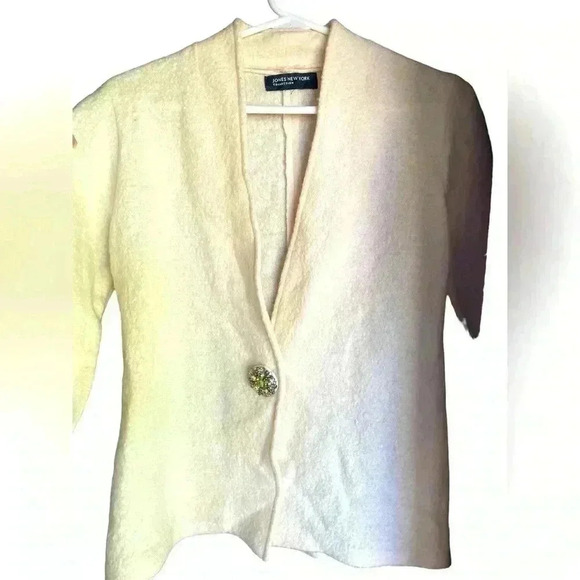 JONES NEW YORK Sweater Sz S
Women's Button Front Cream Knit
Cardigan Wool 100% - Picture 2 of 7
